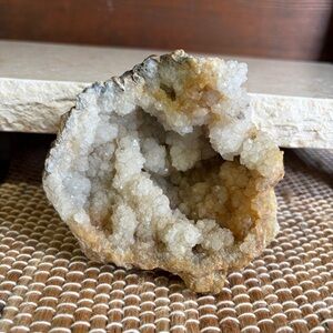 Natural Keokuk Rock Quartz Crystal Geode White and Golden Brown